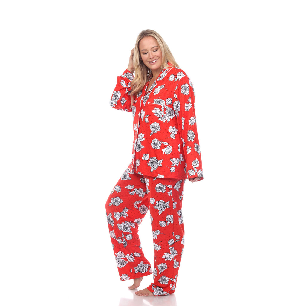 Long Sleeve Floral Pajama Set - Plus