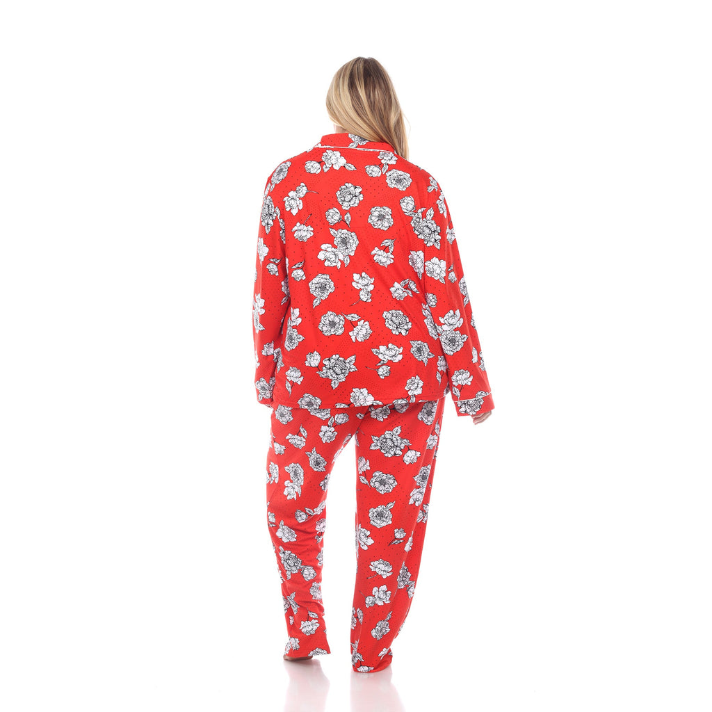 Long Sleeve Floral Pajama Set - Plus