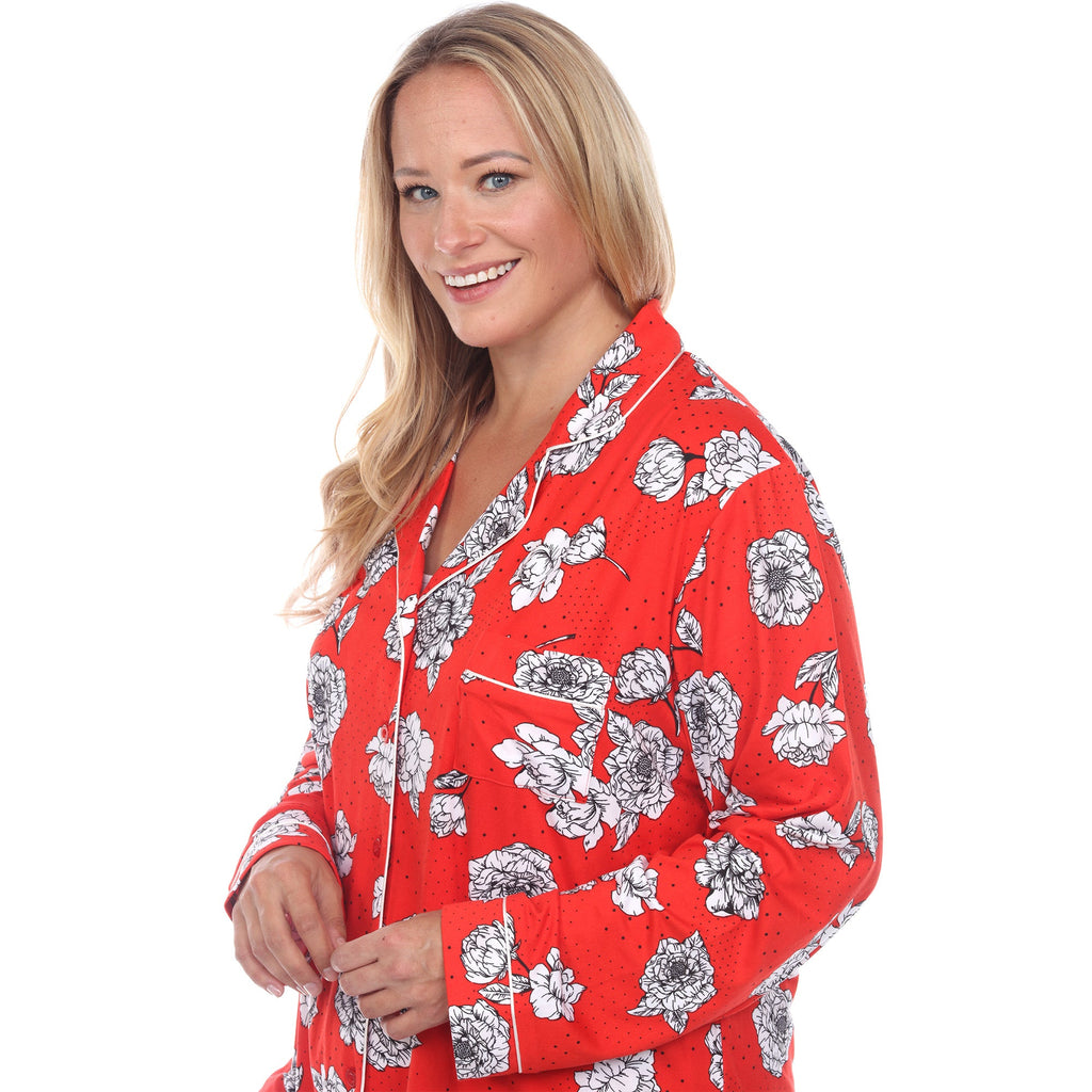 Long Sleeve Floral Pajama Set - Plus