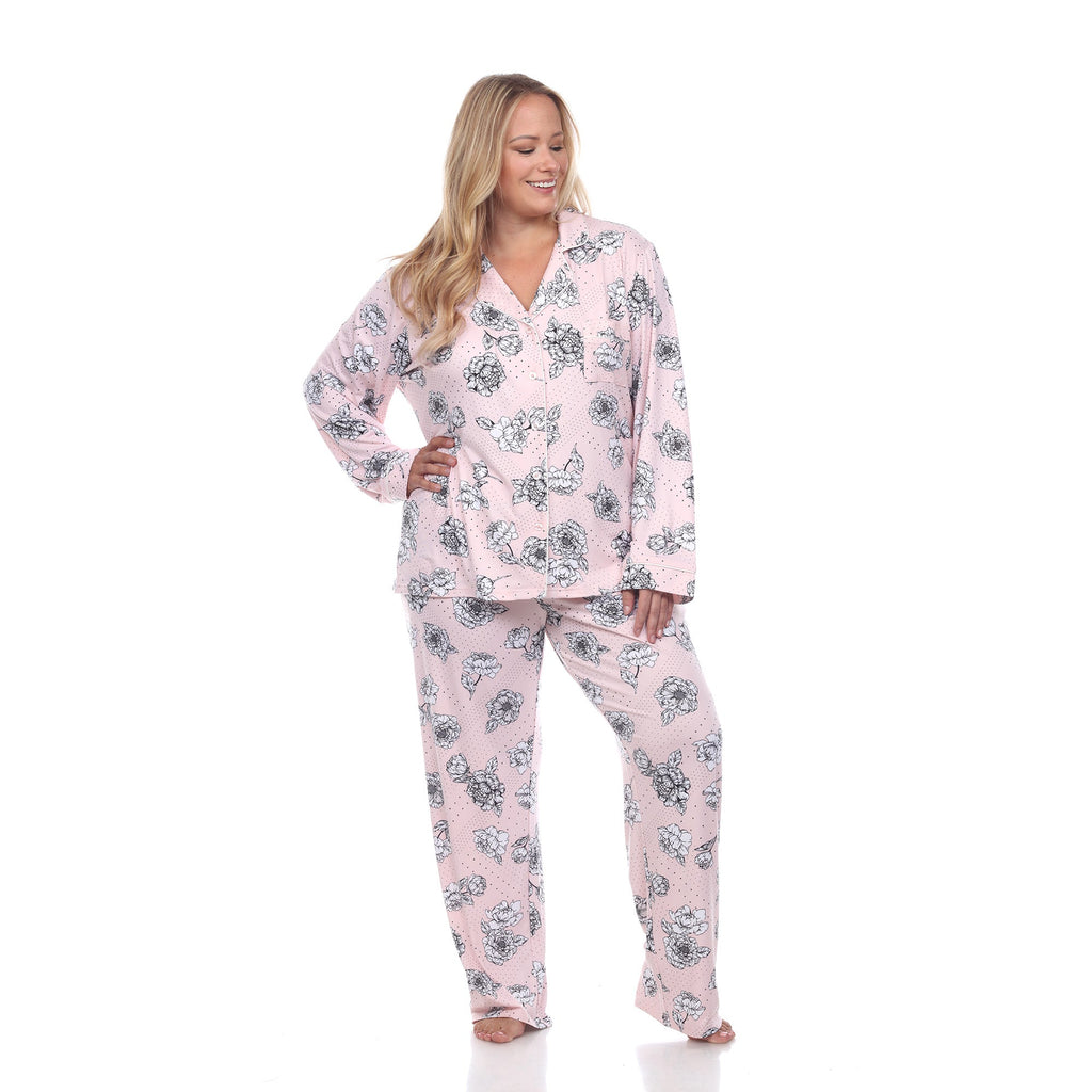 Long Sleeve Floral Pajama Set - Plus