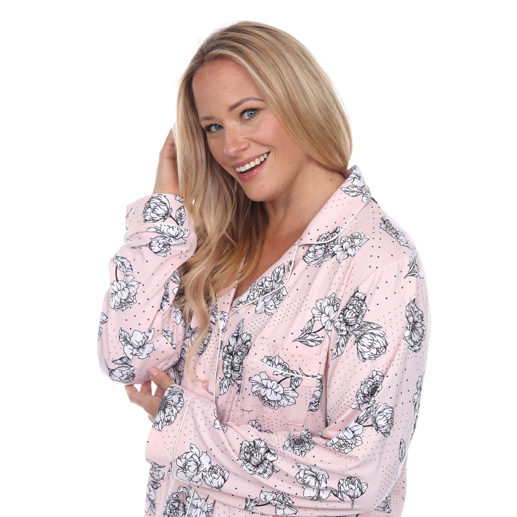 Long Sleeve Floral Pajama Set - Plus