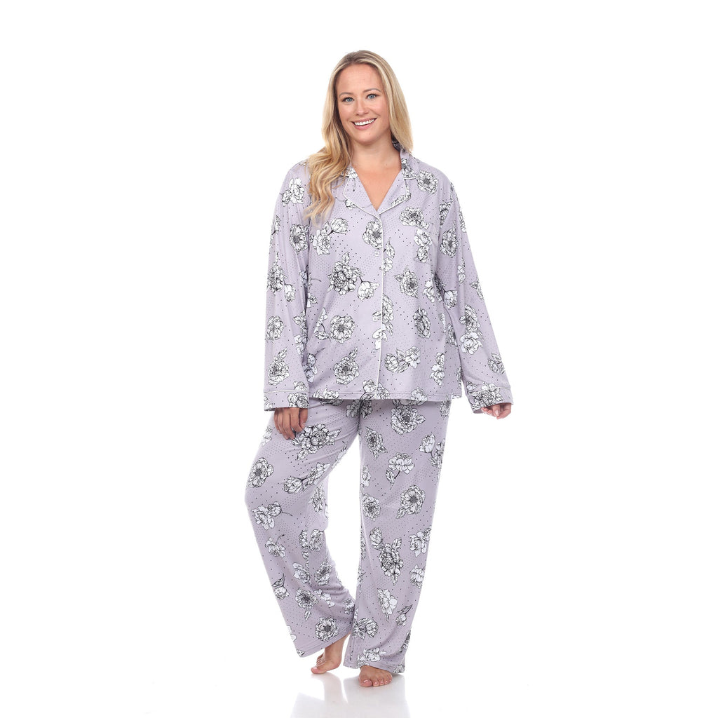 Long Sleeve Floral Pajama Set - Plus