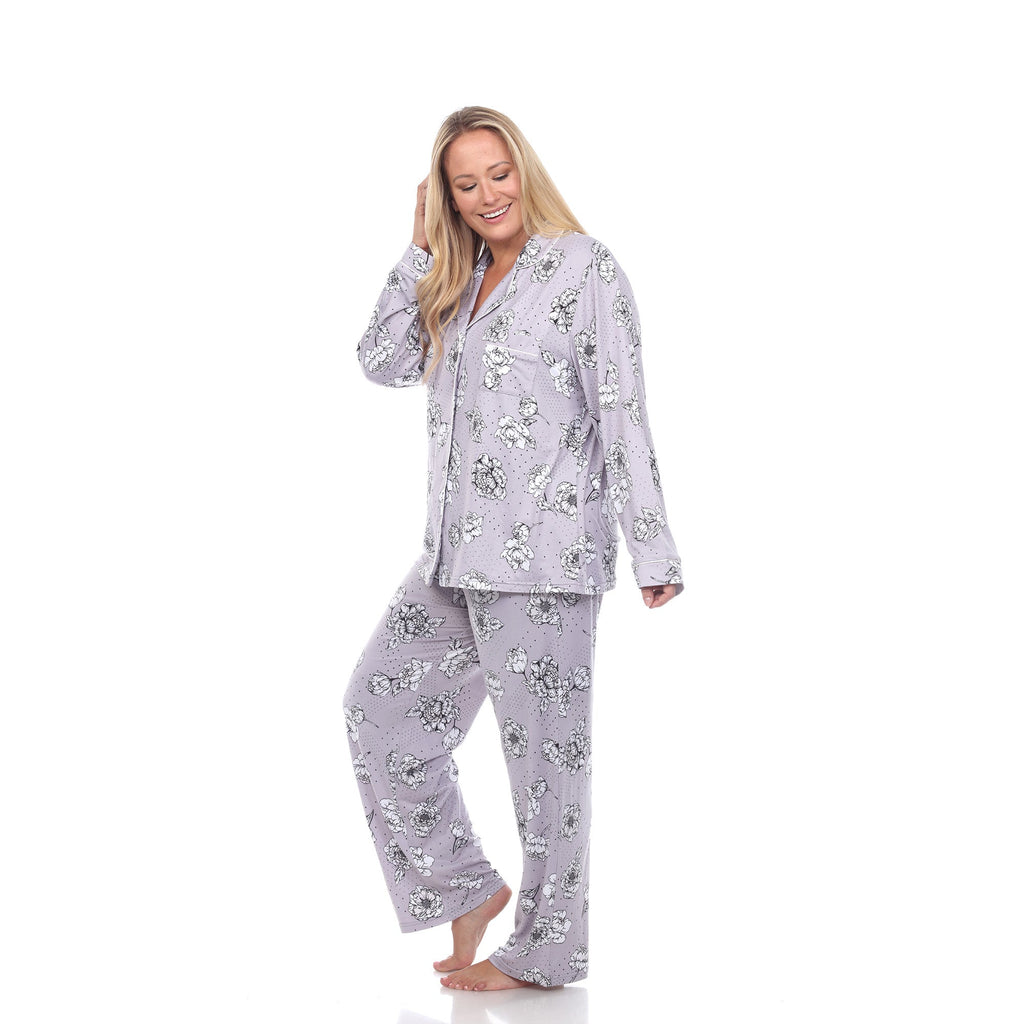 Long Sleeve Floral Pajama Set - Plus