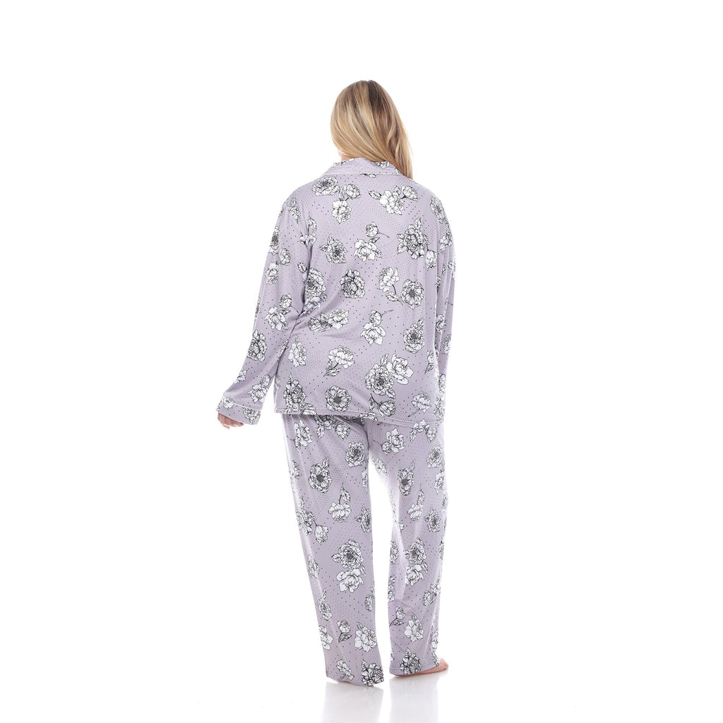 Long Sleeve Floral Pajama Set - Plus