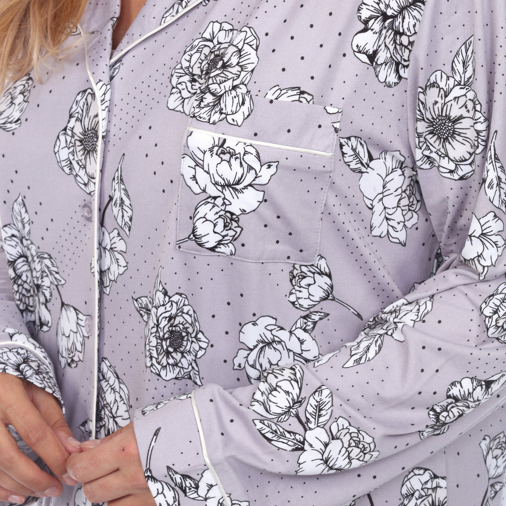 Long Sleeve Floral Pajama Set - Plus