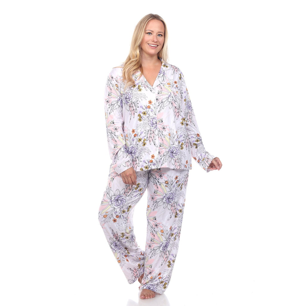 Long Sleeve Floral Pajama Set - Plus