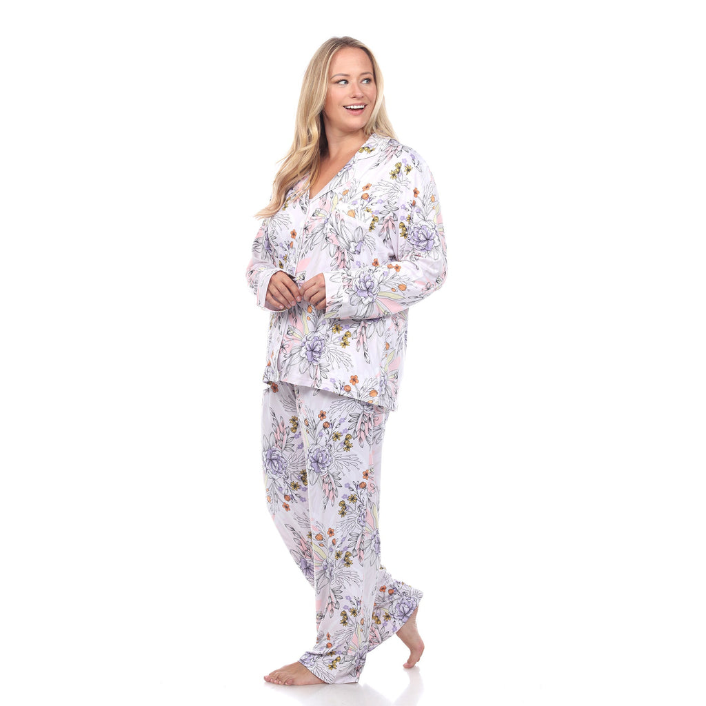 Long Sleeve Floral Pajama Set - Plus