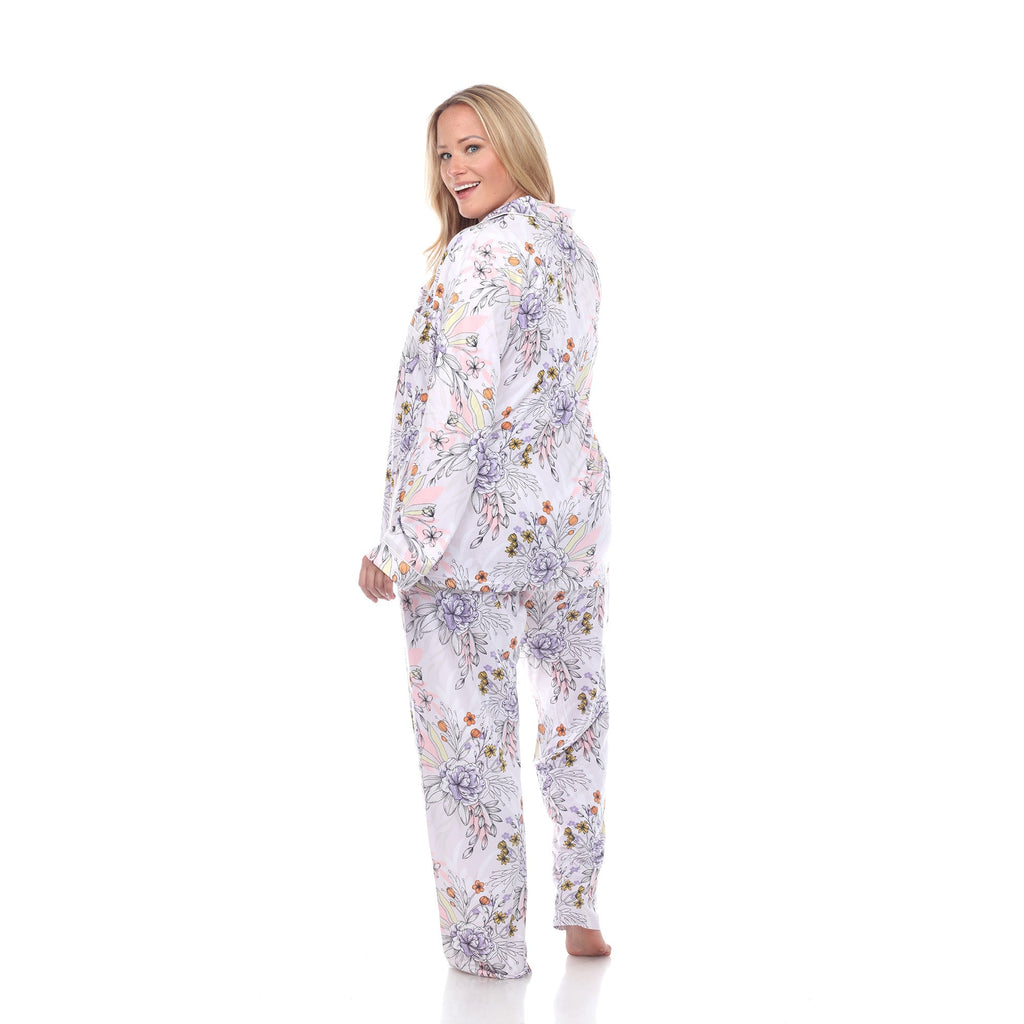 Long Sleeve Floral Pajama Set - Plus