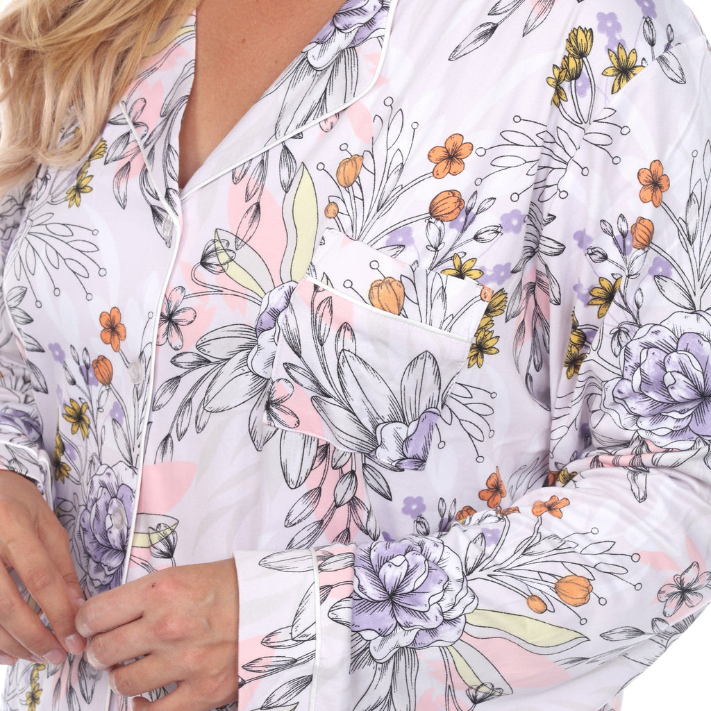 Long Sleeve Floral Pajama Set - Plus