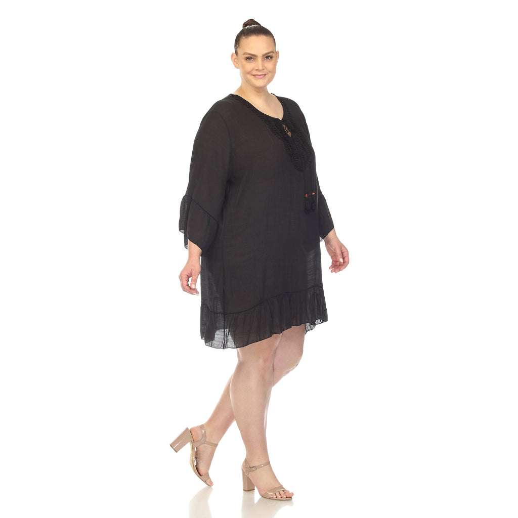 Sheer Embroidered Knee Length Cover Up Dress (4 Colors Available)