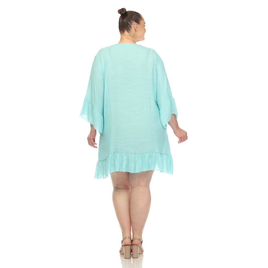 Sheer Embroidered Knee Length Cover Up Dress (4 Colors Available)