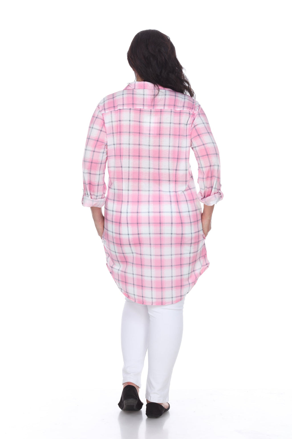 White Mark Women's Piper Stretchy Plaid Tunic - Plus (9 Colors Available)