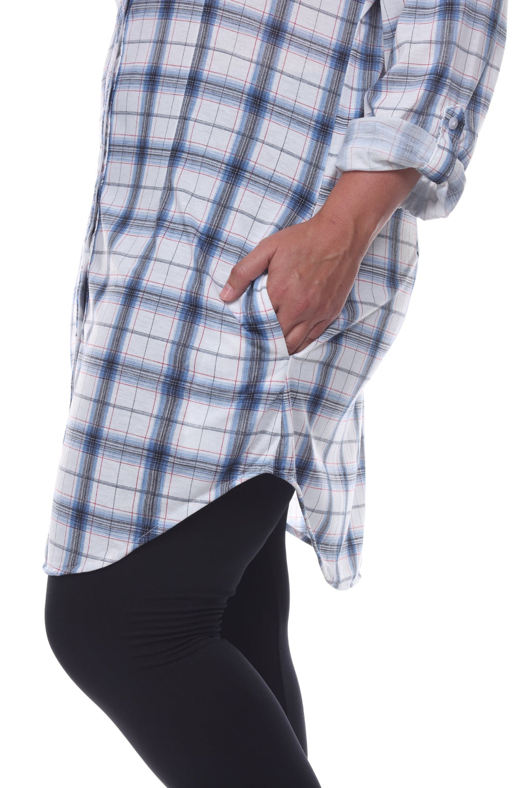 White Mark Women's Piper Stretchy Plaid Tunic - Plus (9 Colors Available)