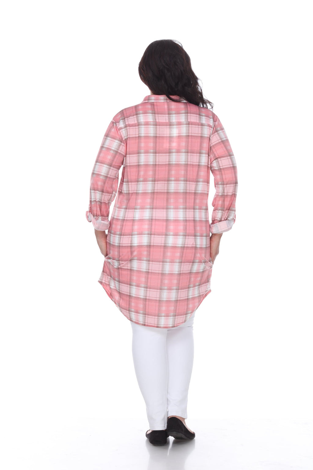 White Mark Women's Piper Stretchy Plaid Tunic - Plus (9 Colors Available)