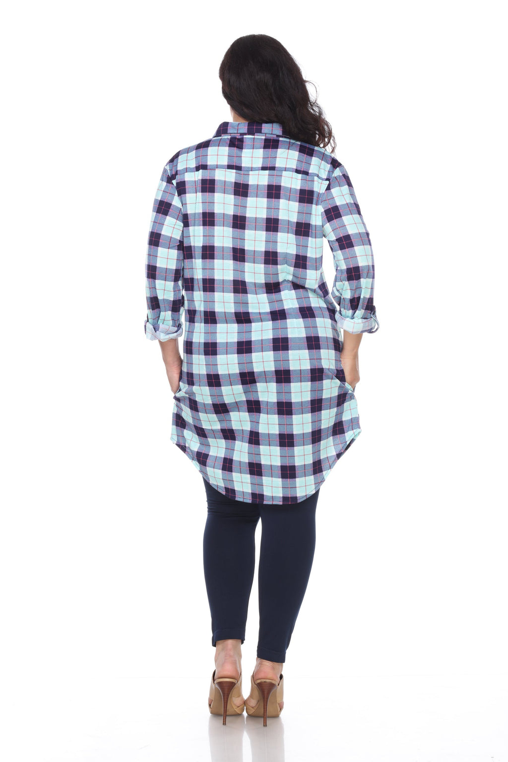 White Mark Women's Piper Stretchy Plaid Tunic - Plus (9 Colors Available)