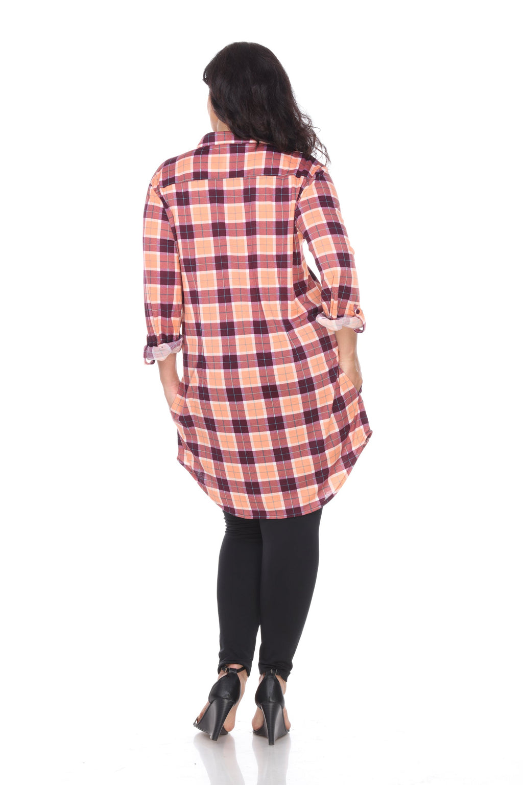 White Mark Women's Piper Stretchy Plaid Tunic - Plus (9 Colors Available)