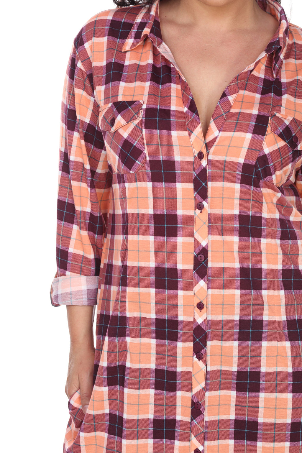 White Mark Women's Piper Stretchy Plaid Tunic - Plus (9 Colors Available)