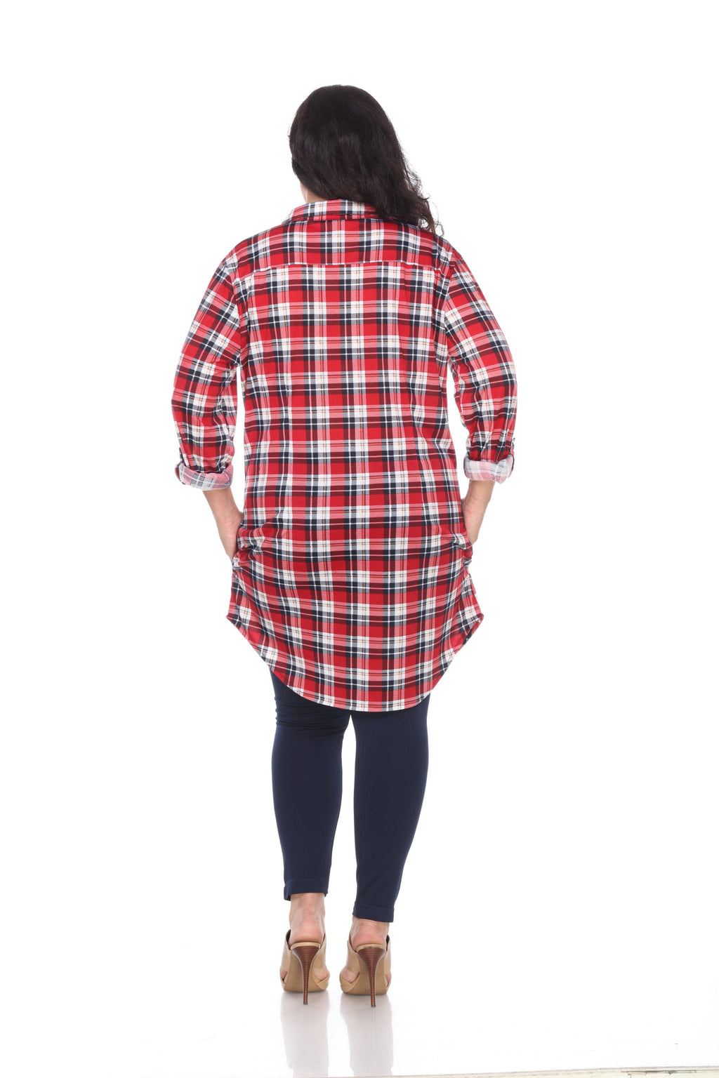White Mark Women's Piper Stretchy Plaid Tunic - Plus (9 Colors Available)