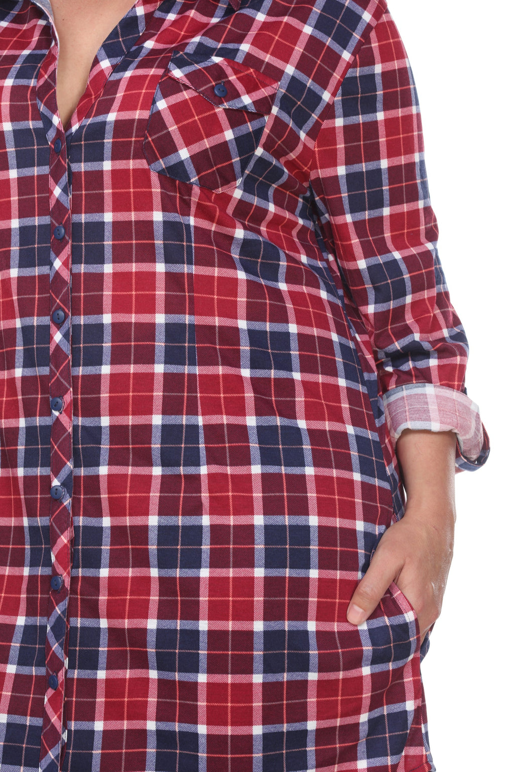 White Mark Women's Piper Stretchy Plaid Tunic - Plus (9 Colors Available)