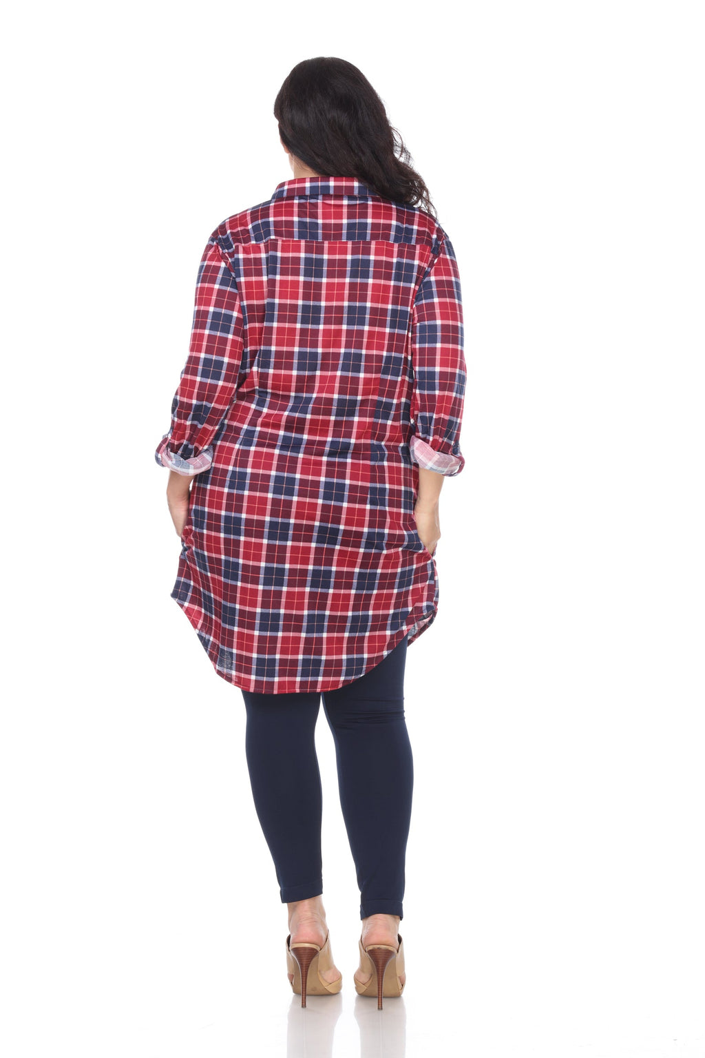 White Mark Women's Piper Stretchy Plaid Tunic - Plus (9 Colors Available)
