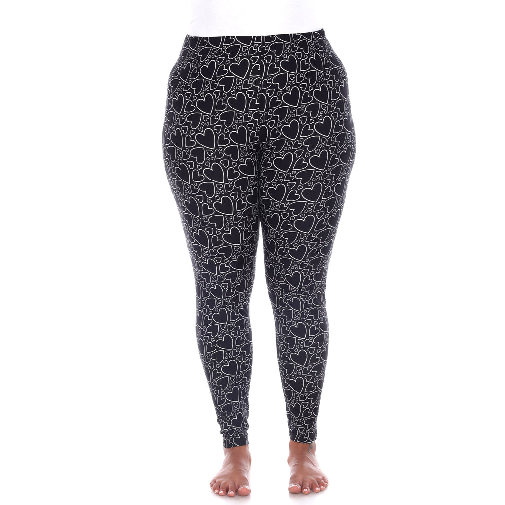 Soft Heart Printed Leggings-Plus (3 Color Variations)