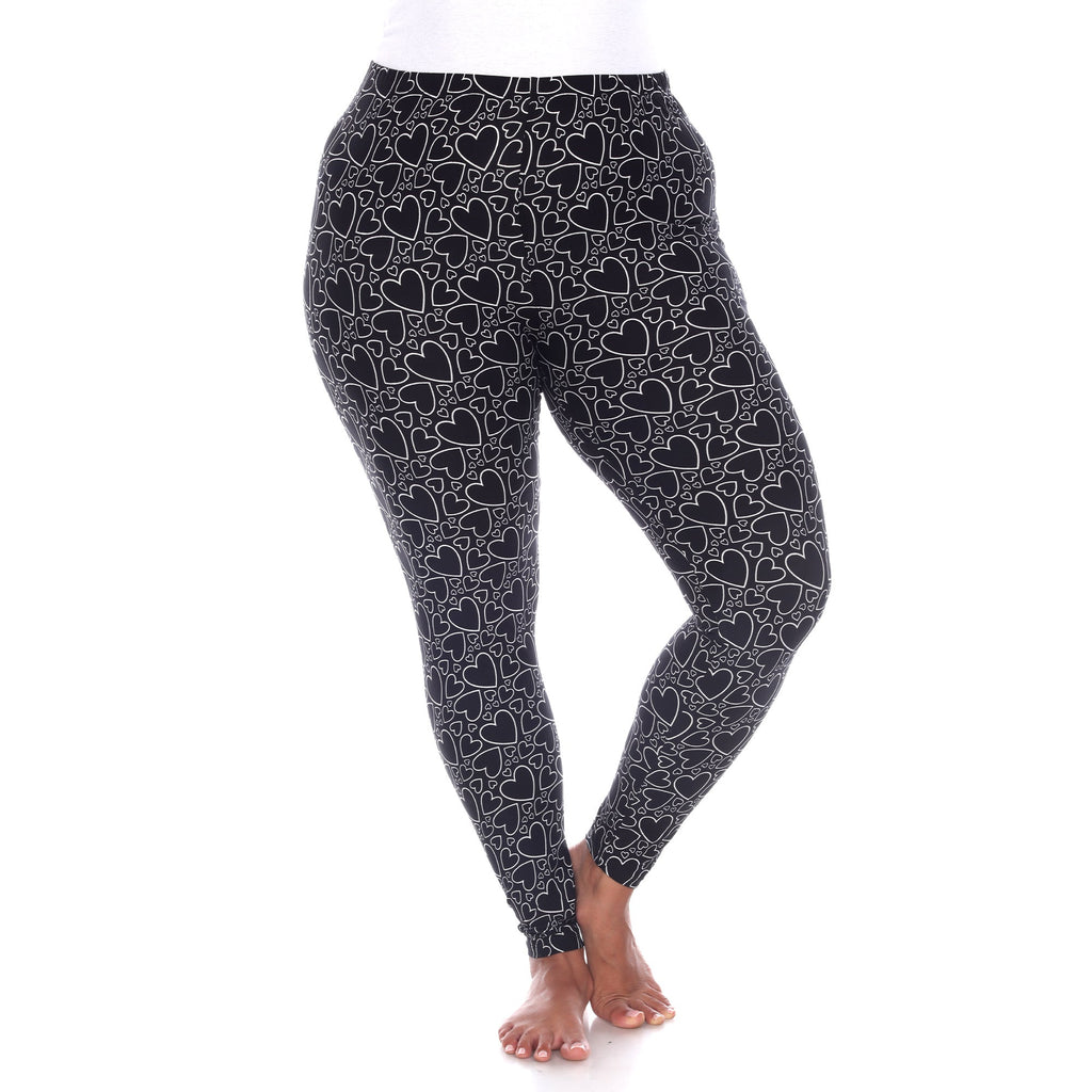 Soft Heart Printed Leggings-Plus (3 Color Variations)