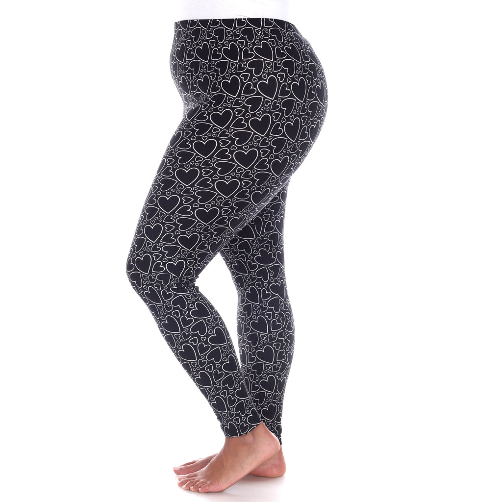 Soft Heart Printed Leggings-Plus (3 Color Variations)