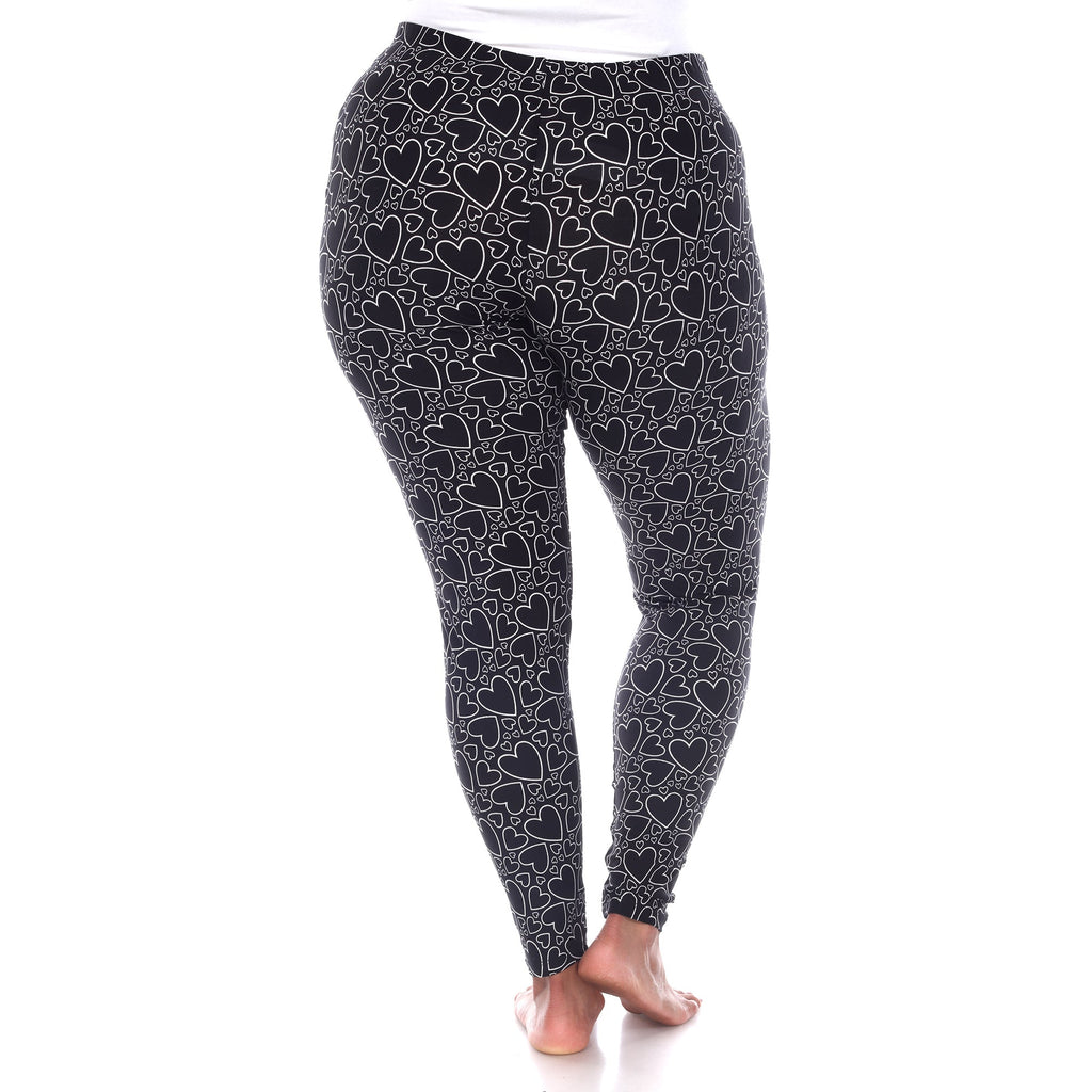 Soft Heart Printed Leggings-Plus (3 Color Variations)