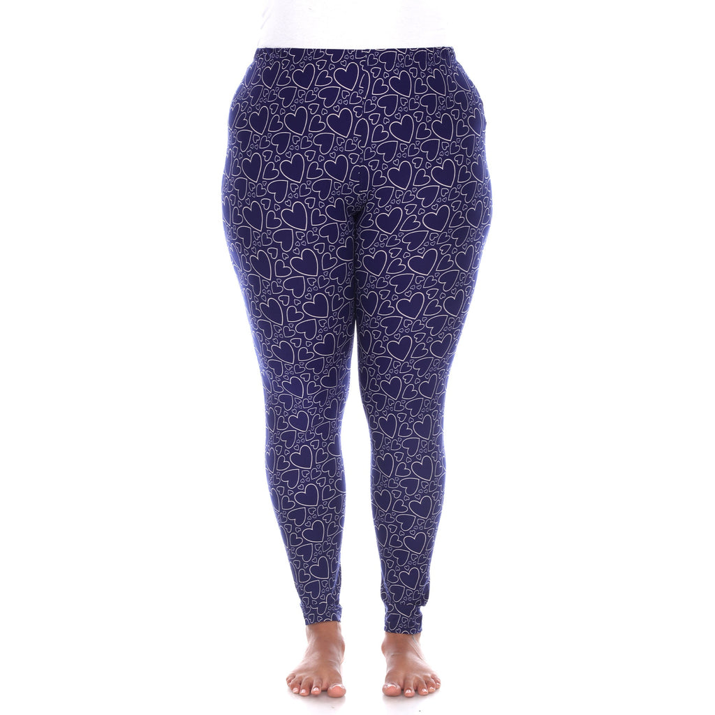 Soft Heart Printed Leggings-Plus (3 Color Variations)