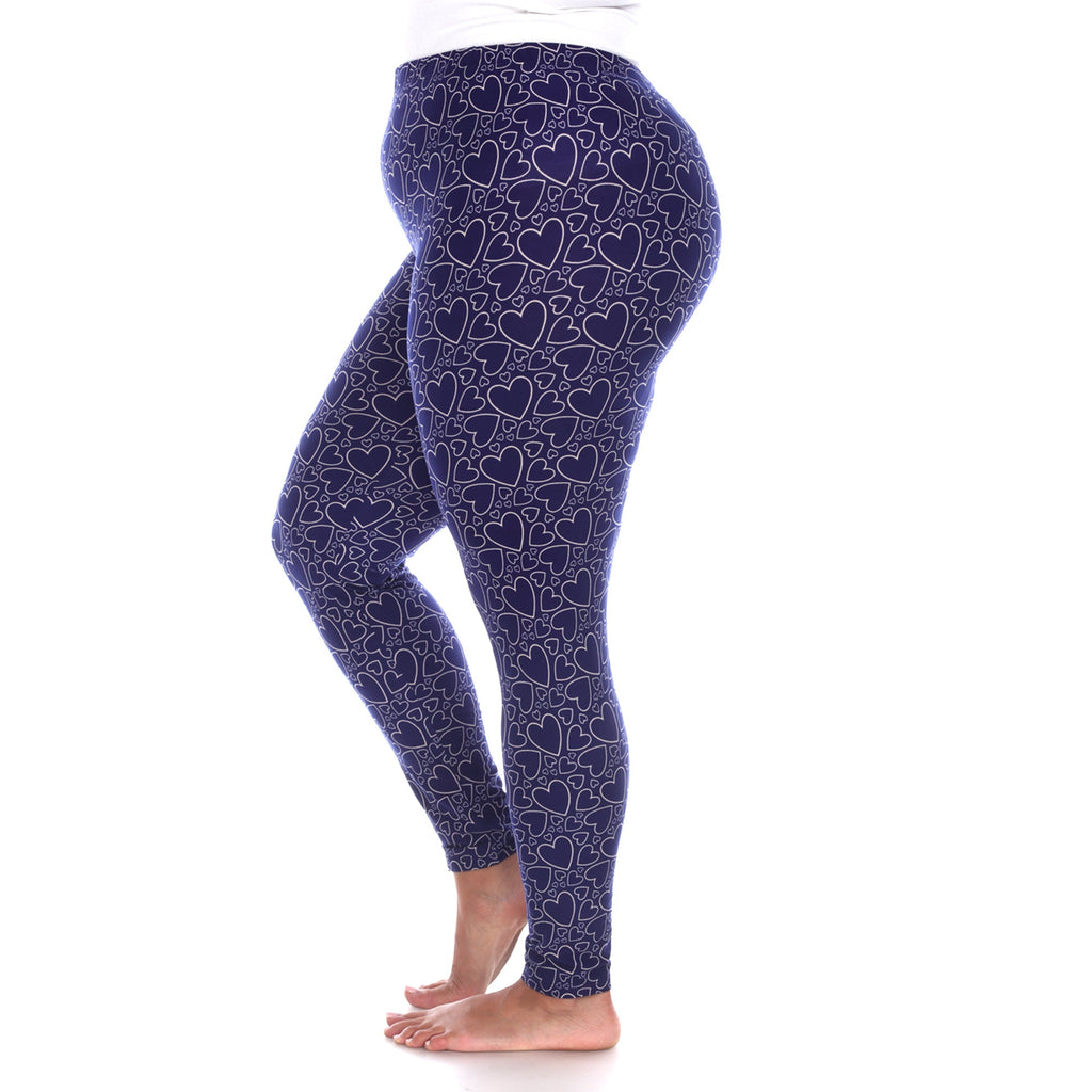 Soft Heart Printed Leggings-Plus (3 Color Variations)