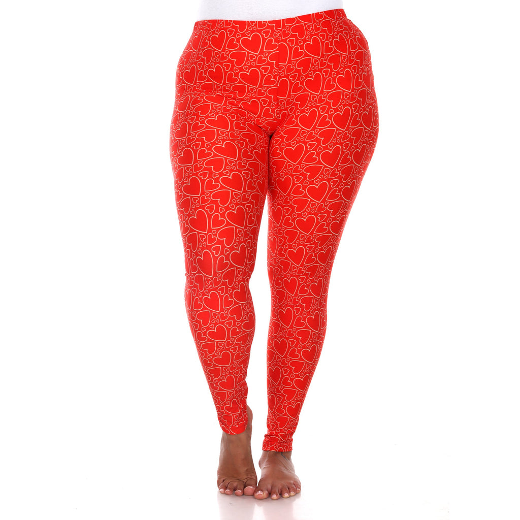 Soft Heart Printed Leggings-Plus (3 Color Variations)