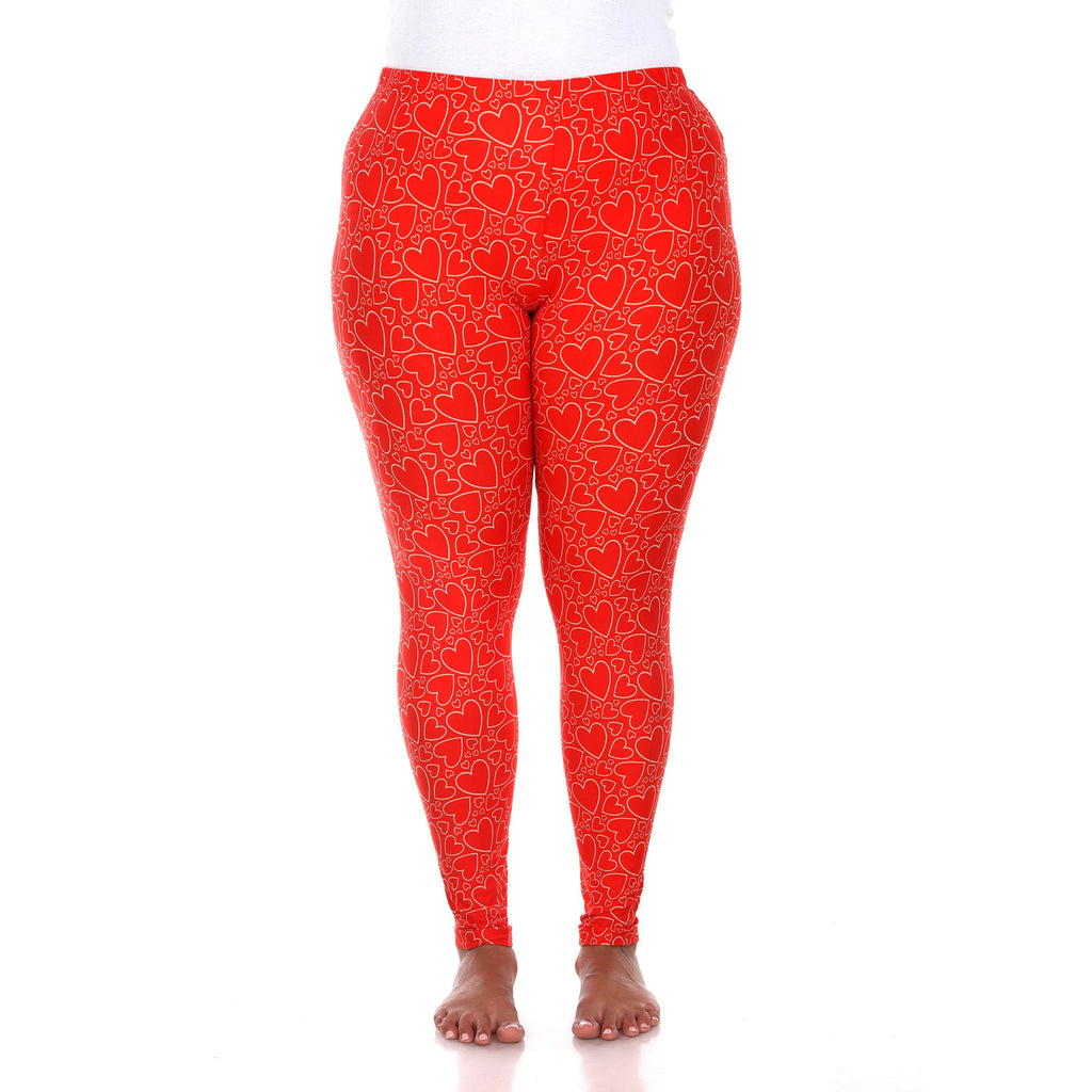 Soft Heart Printed Leggings-Plus (3 Color Variations)