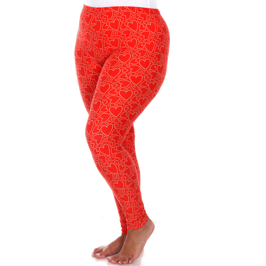 Soft Heart Printed Leggings-Plus (3 Color Variations)