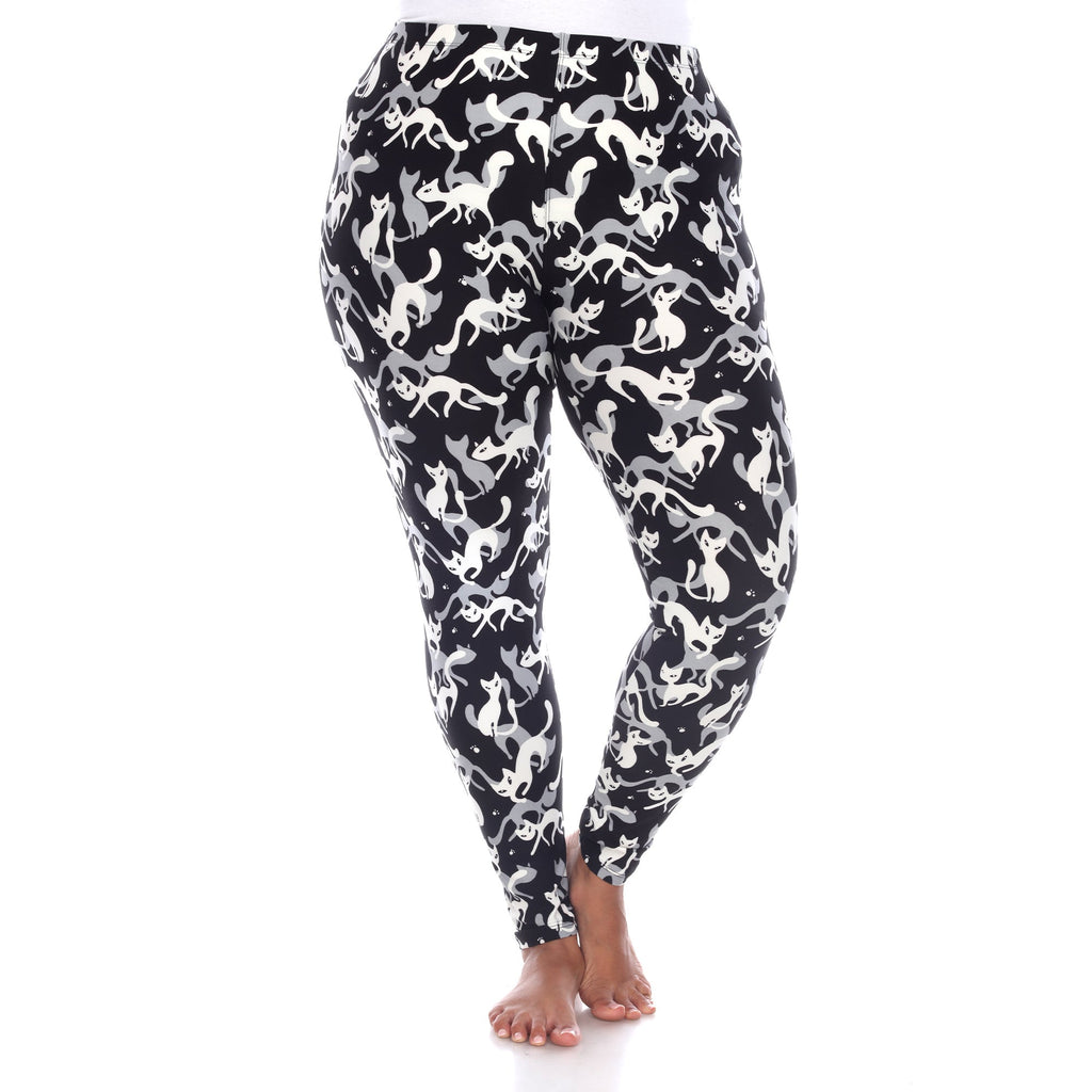 Soft Cat Printed Leggings-Plus (3 Colors Available)