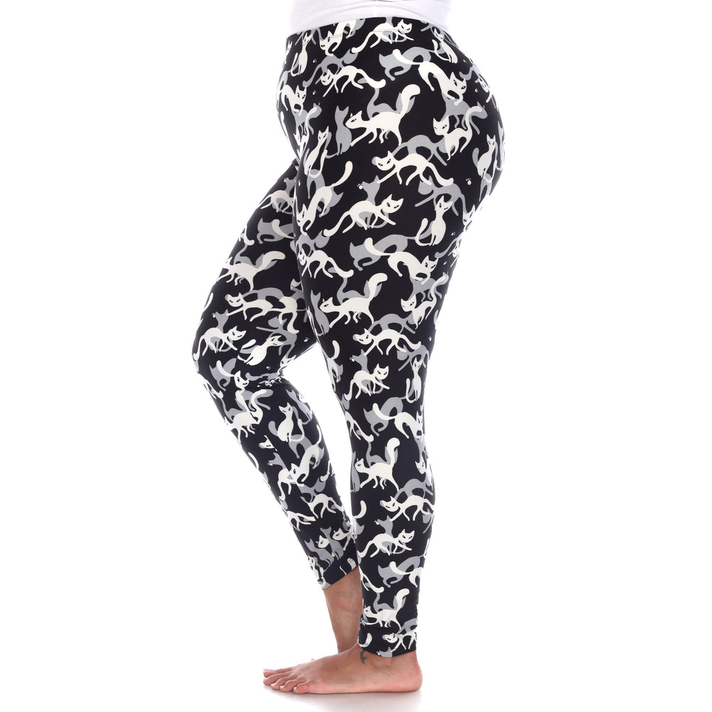 Soft Cat Printed Leggings-Plus (3 Colors Available)