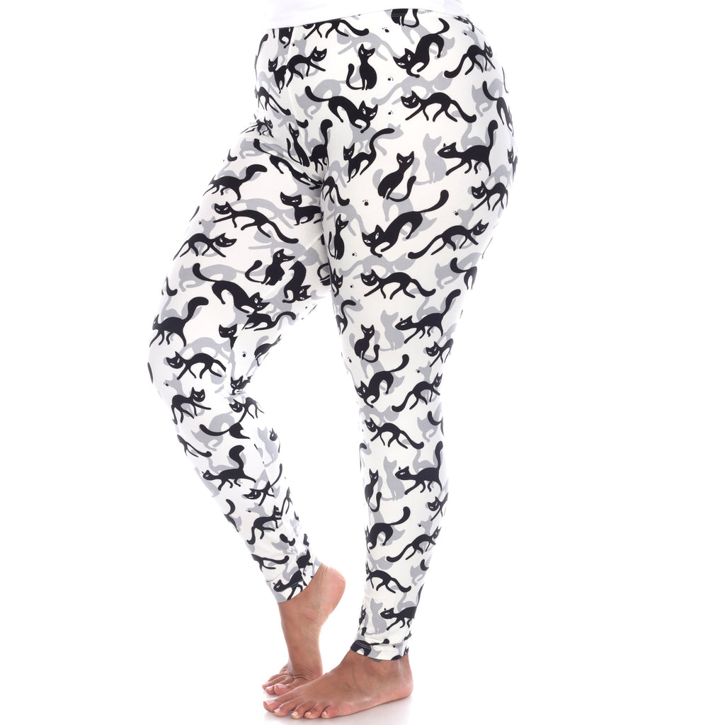 Soft Cat Printed Leggings-Plus (3 Colors Available)