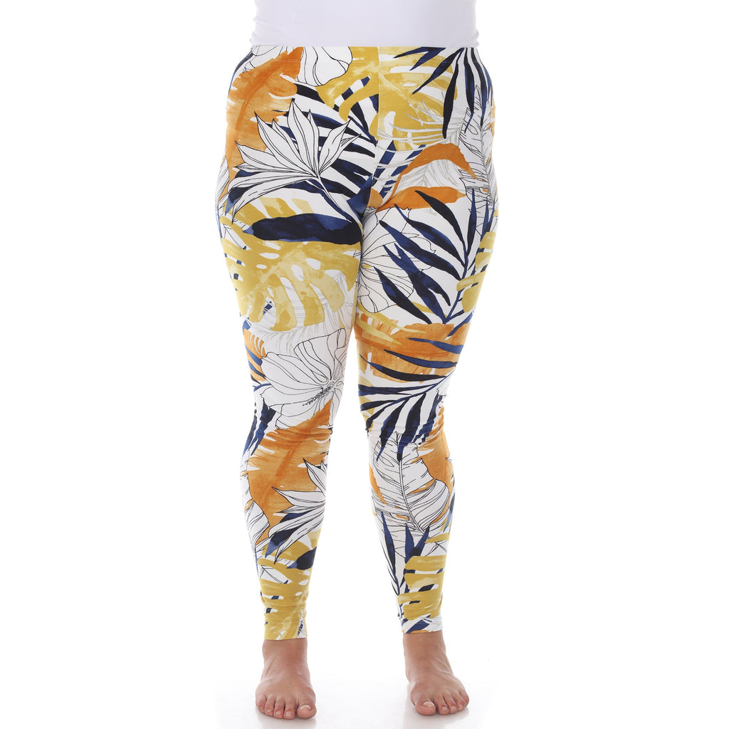 Soft Tropical Printed Leggings-Plus (4 Color Variations)