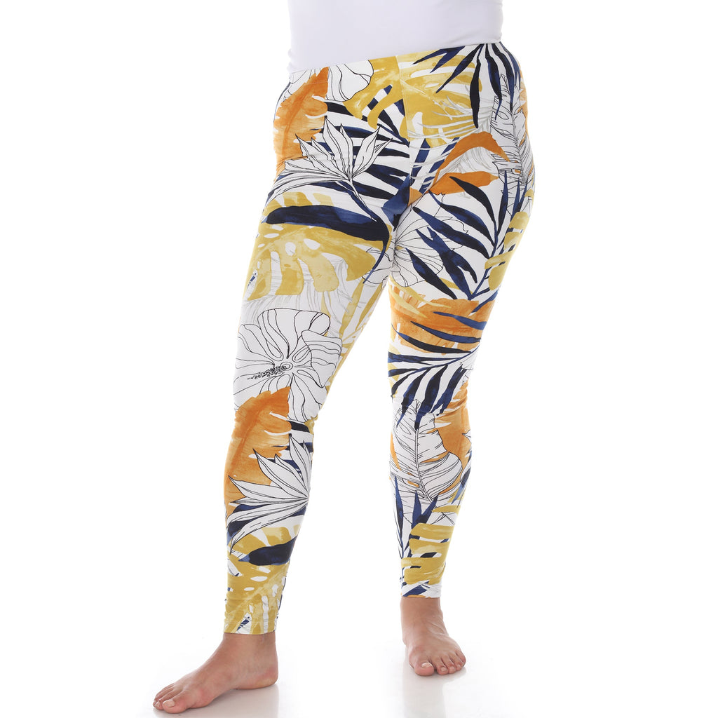 Soft Tropical Printed Leggings-Plus (4 Color Variations)