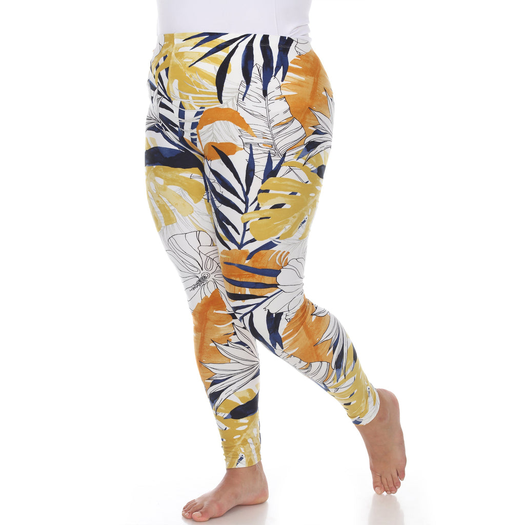 Soft Tropical Printed Leggings-Plus (4 Color Variations)