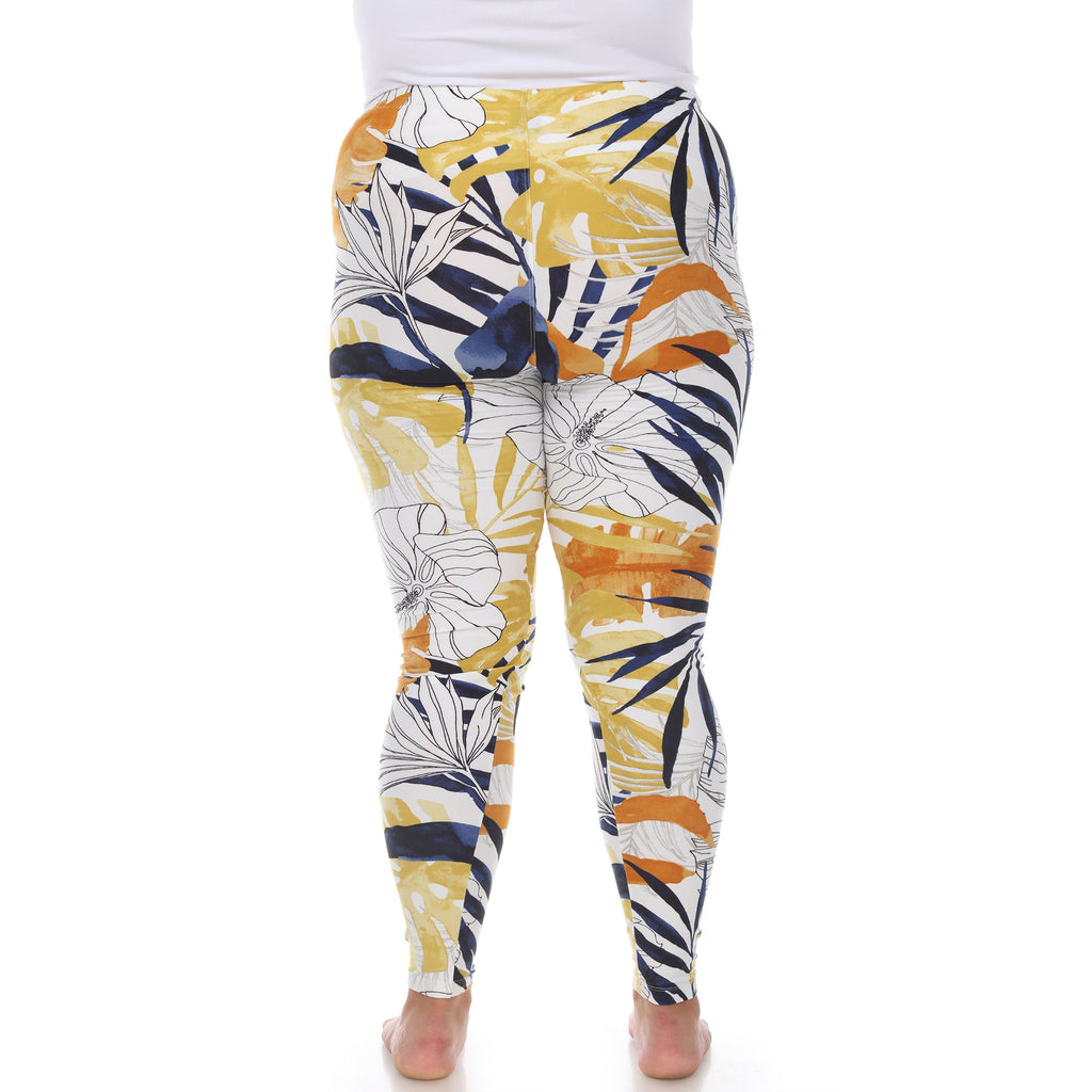 Soft Tropical Printed Leggings-Plus (4 Color Variations)