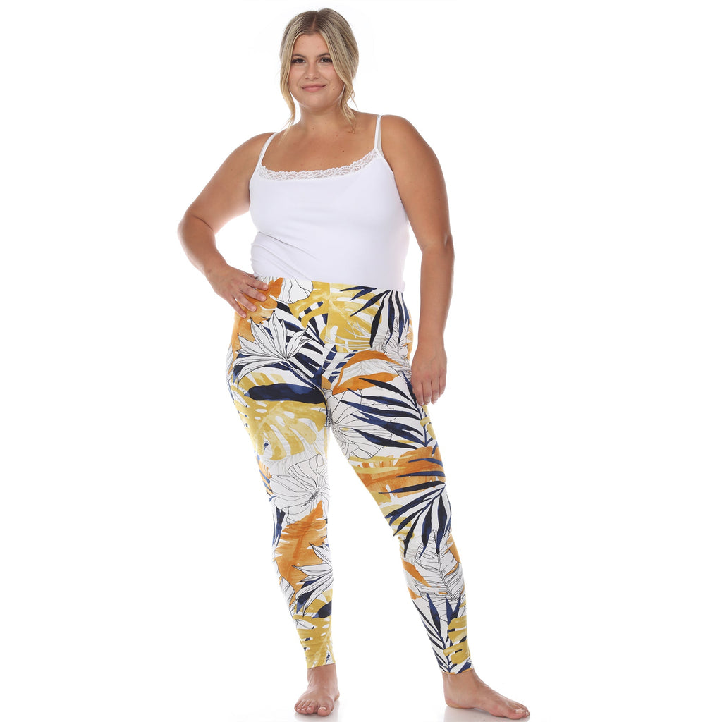 Soft Tropical Printed Leggings-Plus (4 Color Variations)