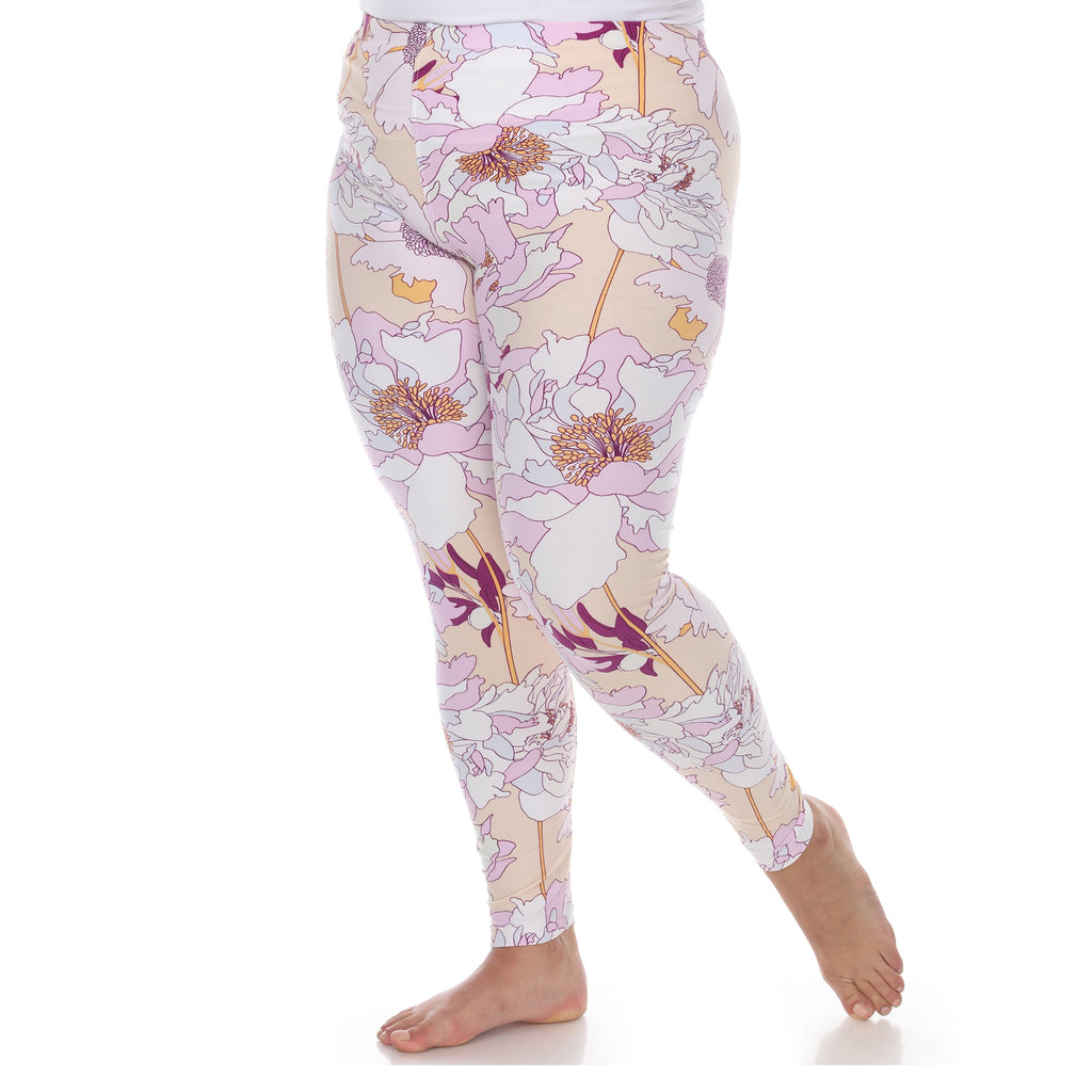 Soft Tropical Printed Leggings-Plus (4 Color Variations)