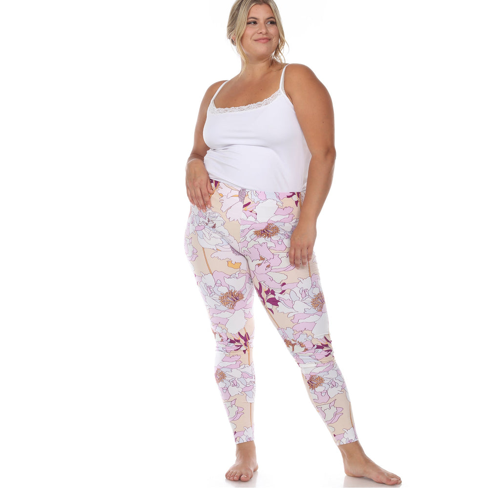 Soft Tropical Printed Leggings-Plus (4 Color Variations)