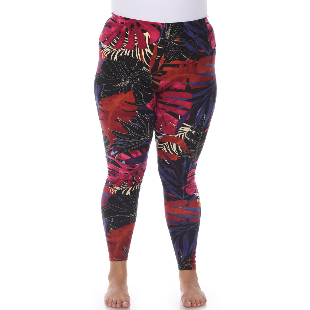 Soft Tropical Printed Leggings-Plus (4 Color Variations)