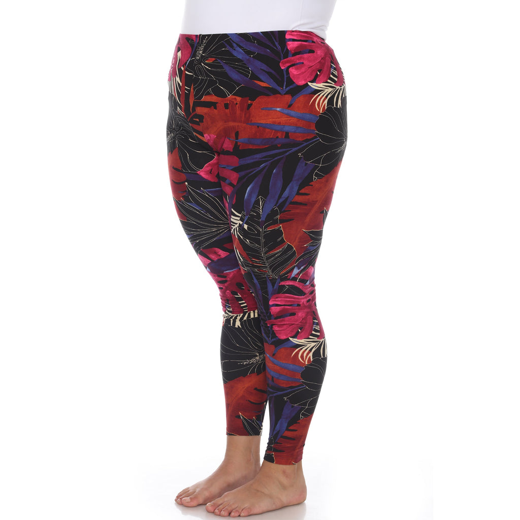 Soft Tropical Printed Leggings-Plus (4 Color Variations)