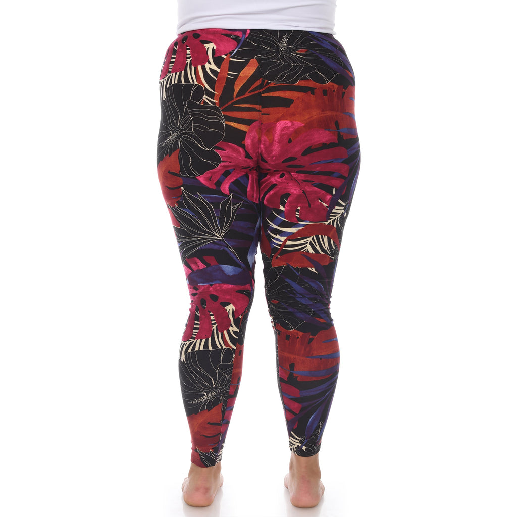 Soft Tropical Printed Leggings-Plus (4 Color Variations)