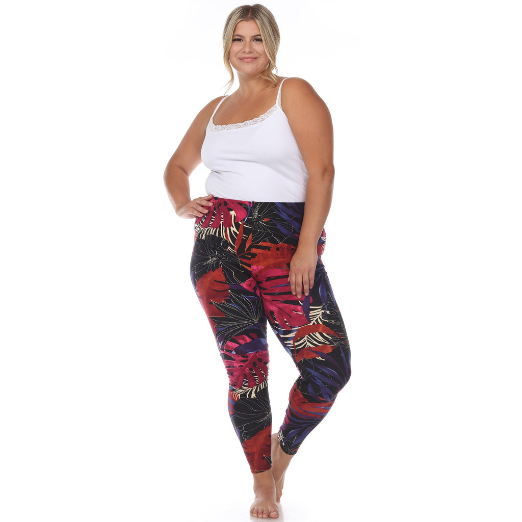 Soft Tropical Printed Leggings-Plus (4 Color Variations)