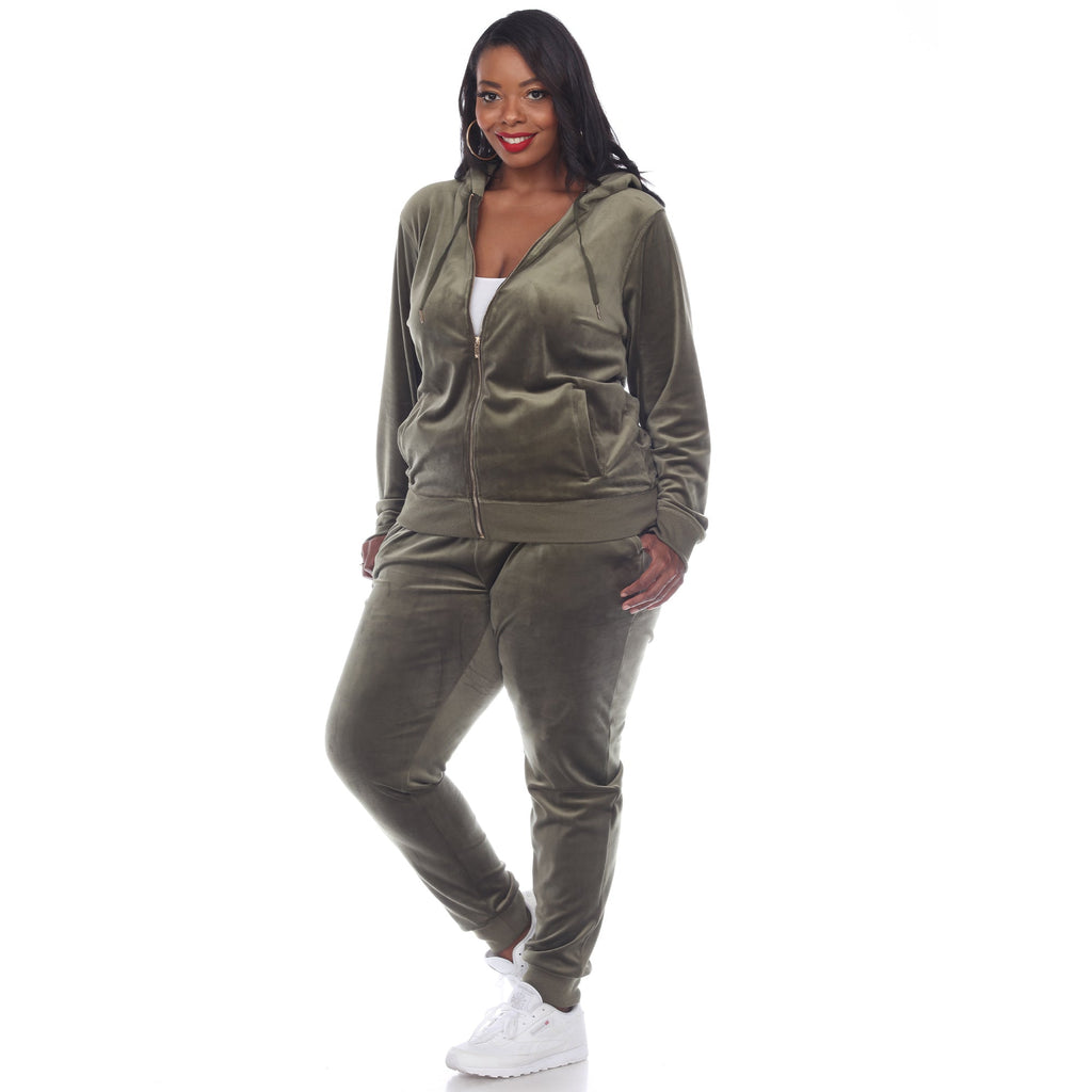 2 Piece Velour Tracksuit Set - Plus- 10 Colors Available