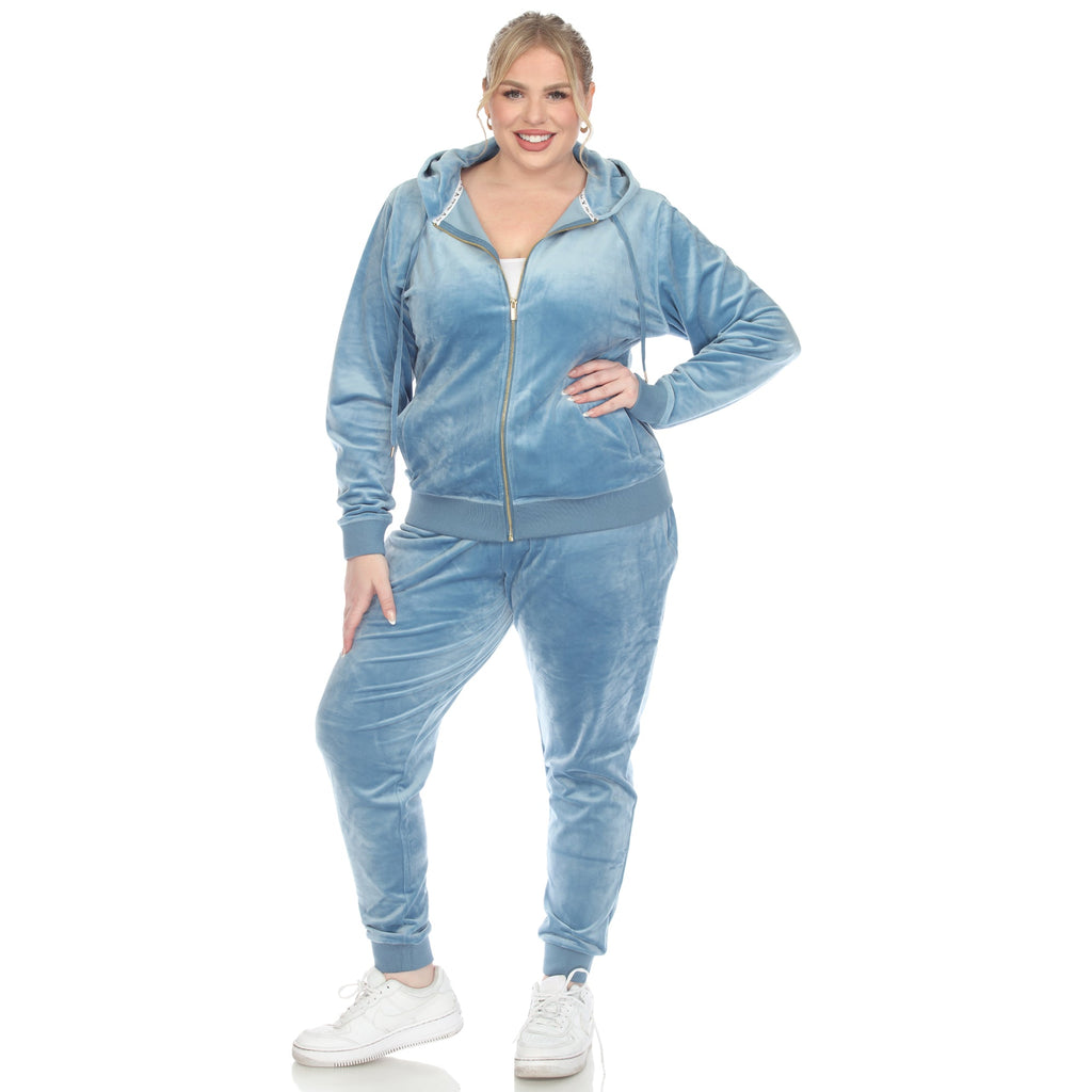 2 Piece Velour Tracksuit Set - Plus- 10 Colors Available