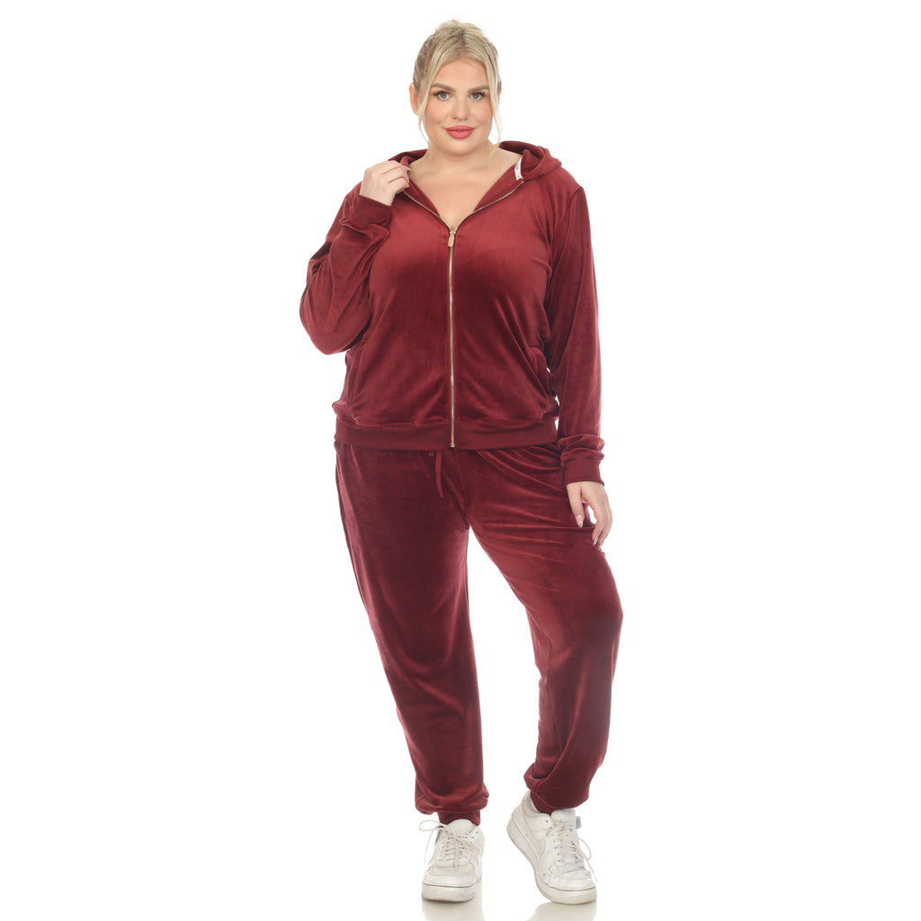 2 Piece Velour Tracksuit Set - Plus- 10 Colors Available